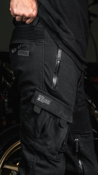 Ride Rich Unit 16 Armoured Denim Cargo Motorcycle Joggers - Black